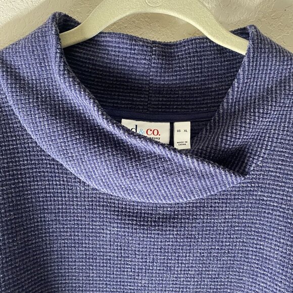 Denim & Co.  Waffle Knit Pullover Sweater Womens XL Blue Pockets Cozy Comfy Fall - Picture 3 of 16